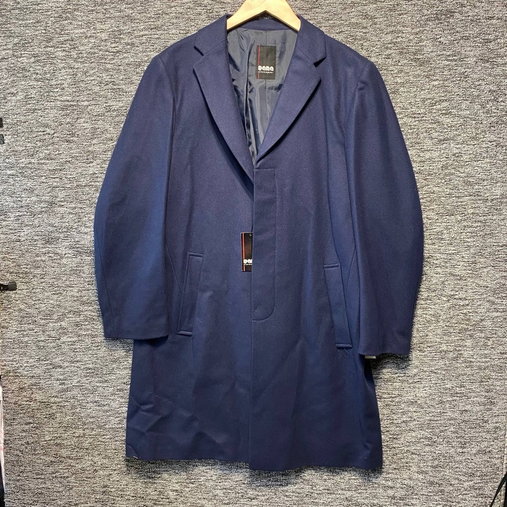 NWT Dana Europa Wool Blend Overcoat Navy Blue Mens 42 Car Coat Peacoat Jacket